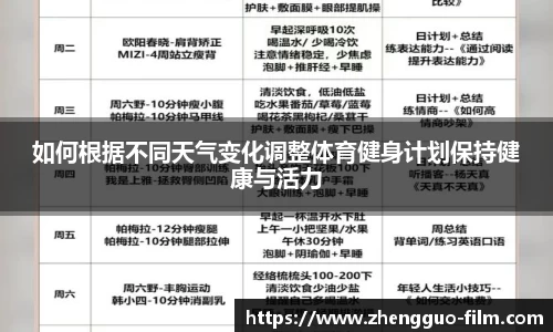 如何根据不同天气变化调整体育健身计划保持健康与活力